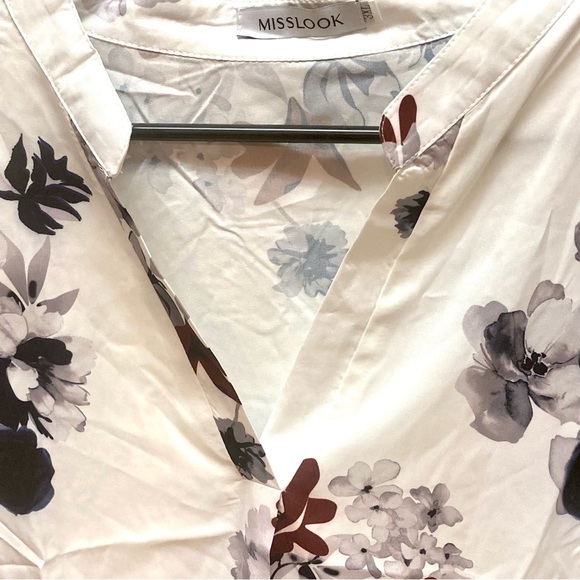 MISSLOOK Floral Print Balloon Sleeve V-Neck Blouse Size 3XL - Picture 3 of 8